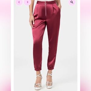 PAIGE Satin Burgundy Track Pants